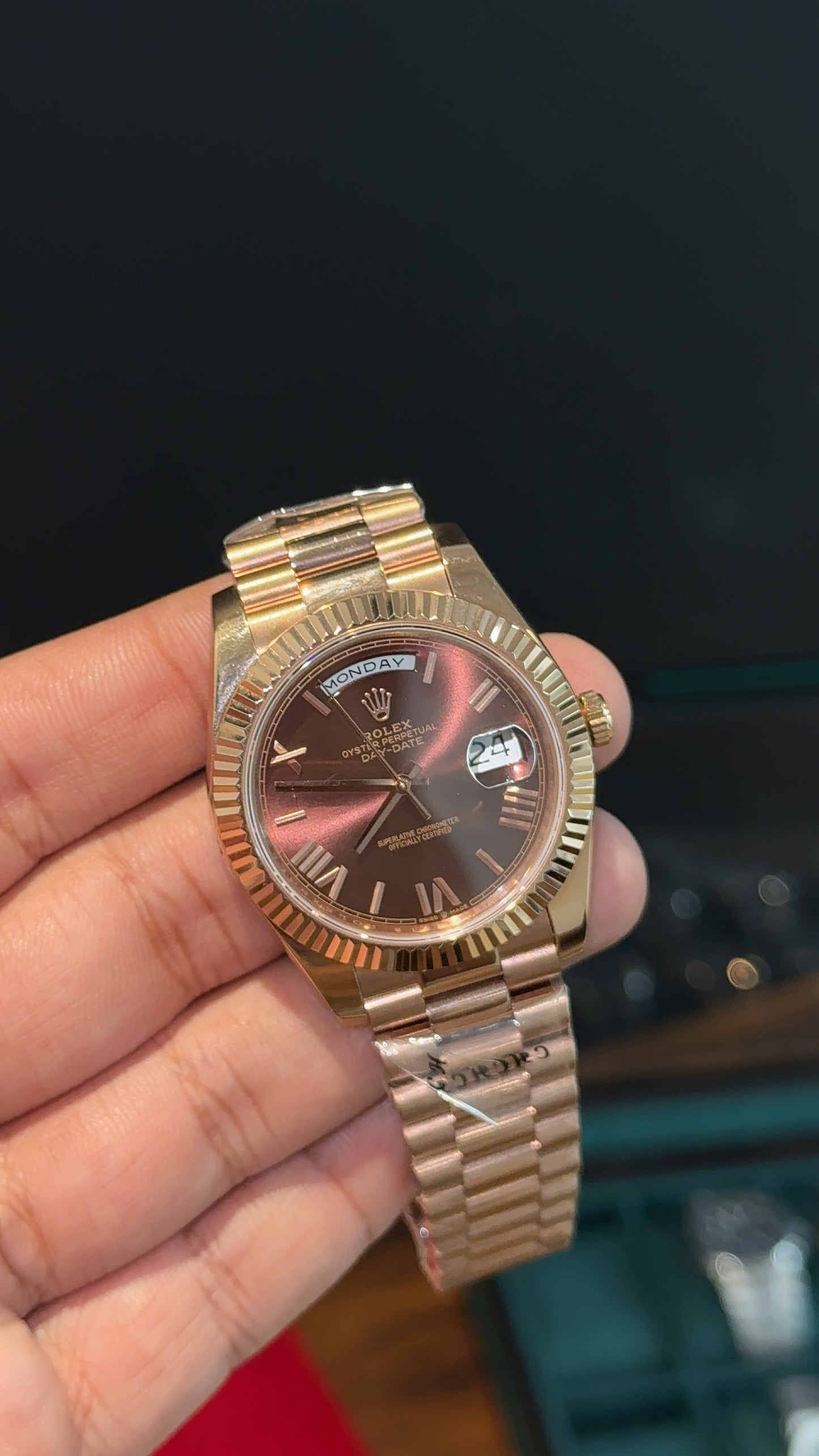 Premium DayDate | Rose Chain | Roman Digits | Brown Dial