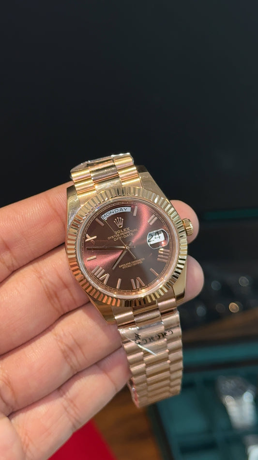 Daydate | Clean Grade | Rose Chain | Roman Digits | Brown Dial