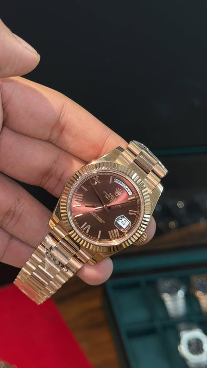 Premium DayDate | Rose Chain | Roman Digits | Brown Dial