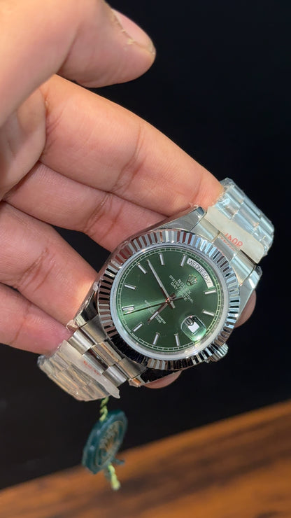 Daydate | Silver Chain | Green Dial