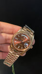 DayDate | Rose Chain | Pearl Digit | Light Brown Dial