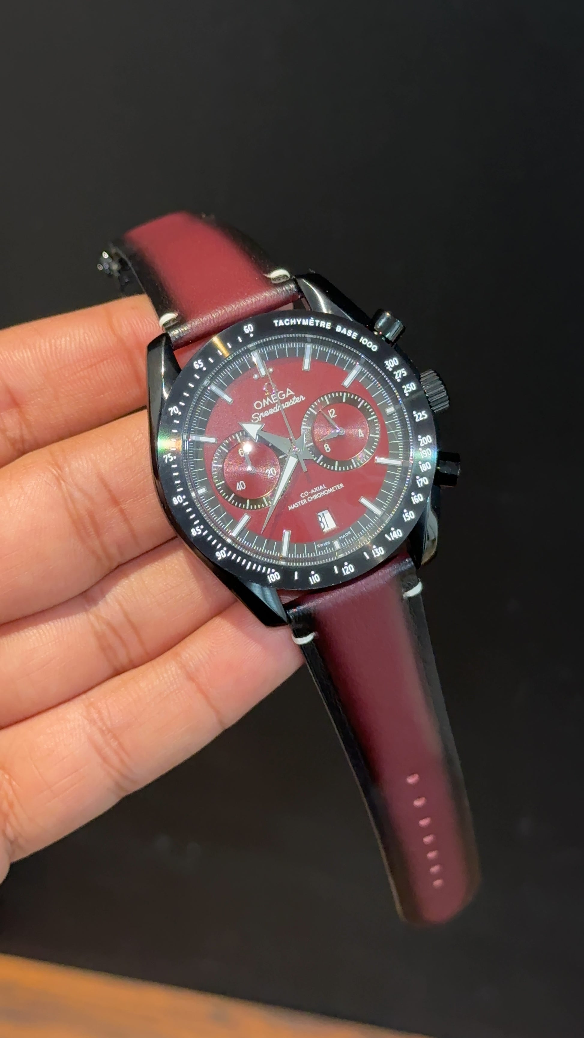 Omega Speedmaster | Black Bezel | Chrono | Mehron Black Strap | Mehron Dial - twentyfour