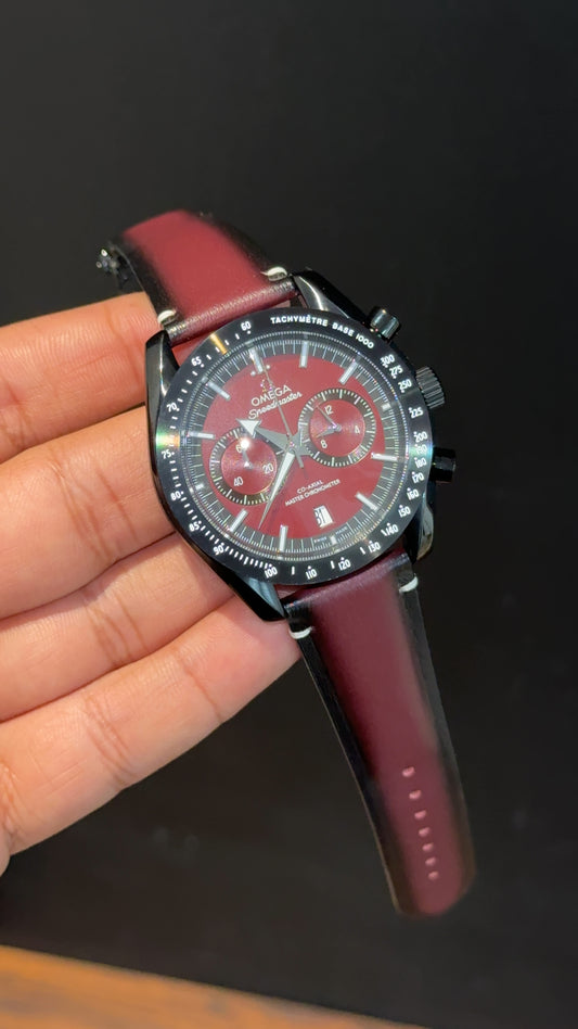 Omega Speedmaster | Black Bezel | Chrono | Mehron Black Strap | Mehron Dial - twentyfour