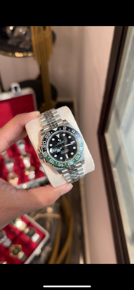 Premium GMT Sprite | Silver Chain | Black Dial