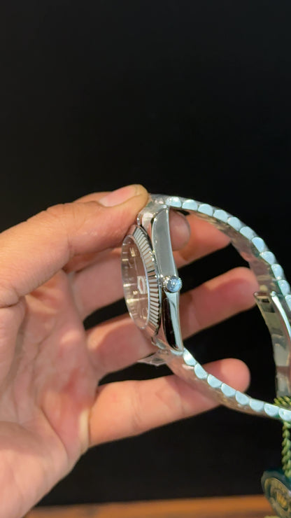 Premium Datejust | Silver Chain | Light Grey Dial