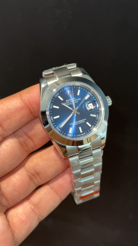 Datejust | Silver Oyester Chain | Plain Bezel | Blue Dial - twentyfour
