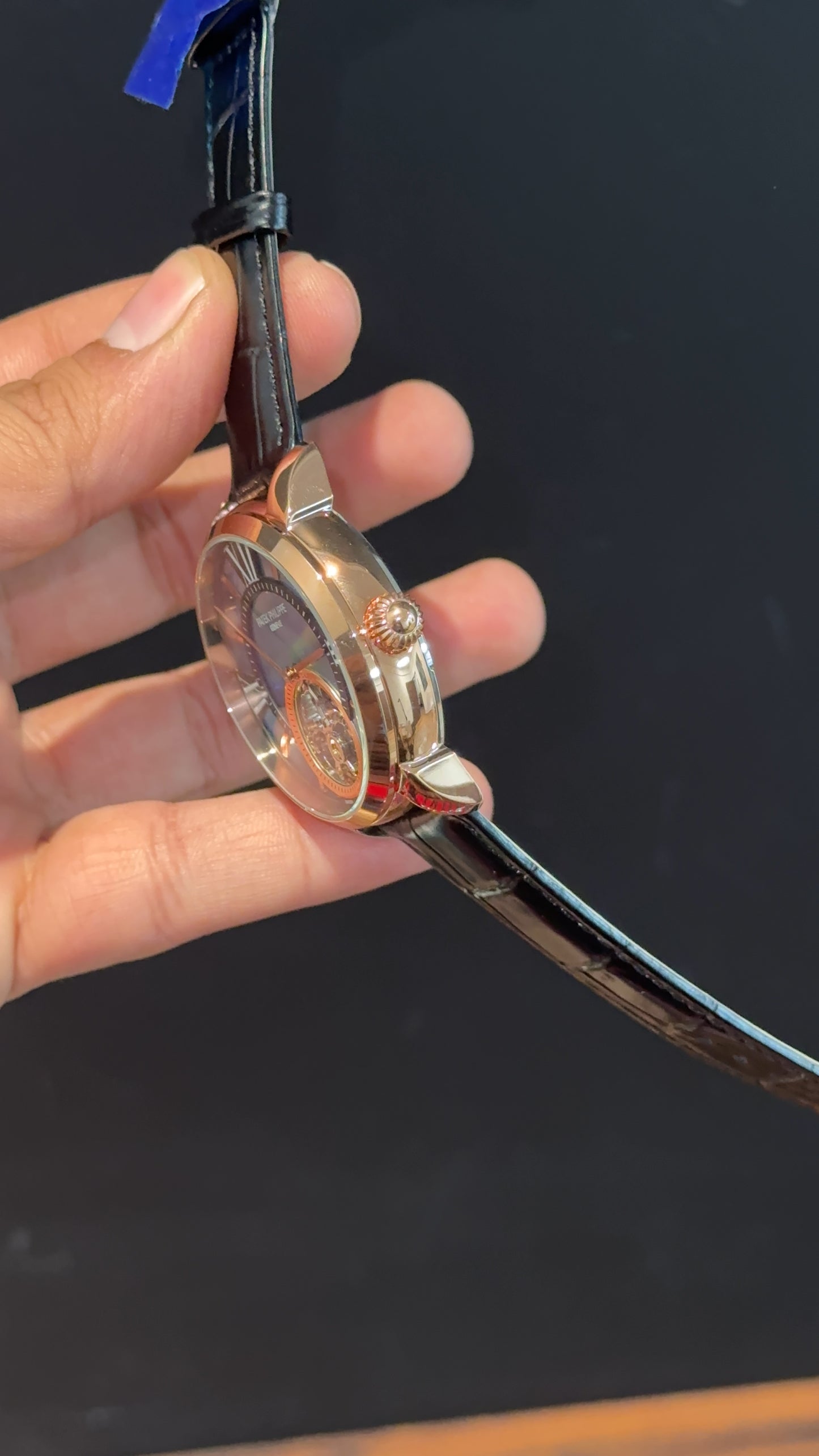 Pp Auto | Pendulum | Rose | Black Strap | Shaddy Sky Blue Dial