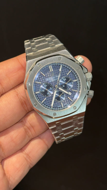 AP | Silver Chain | Blue Chrono Dial