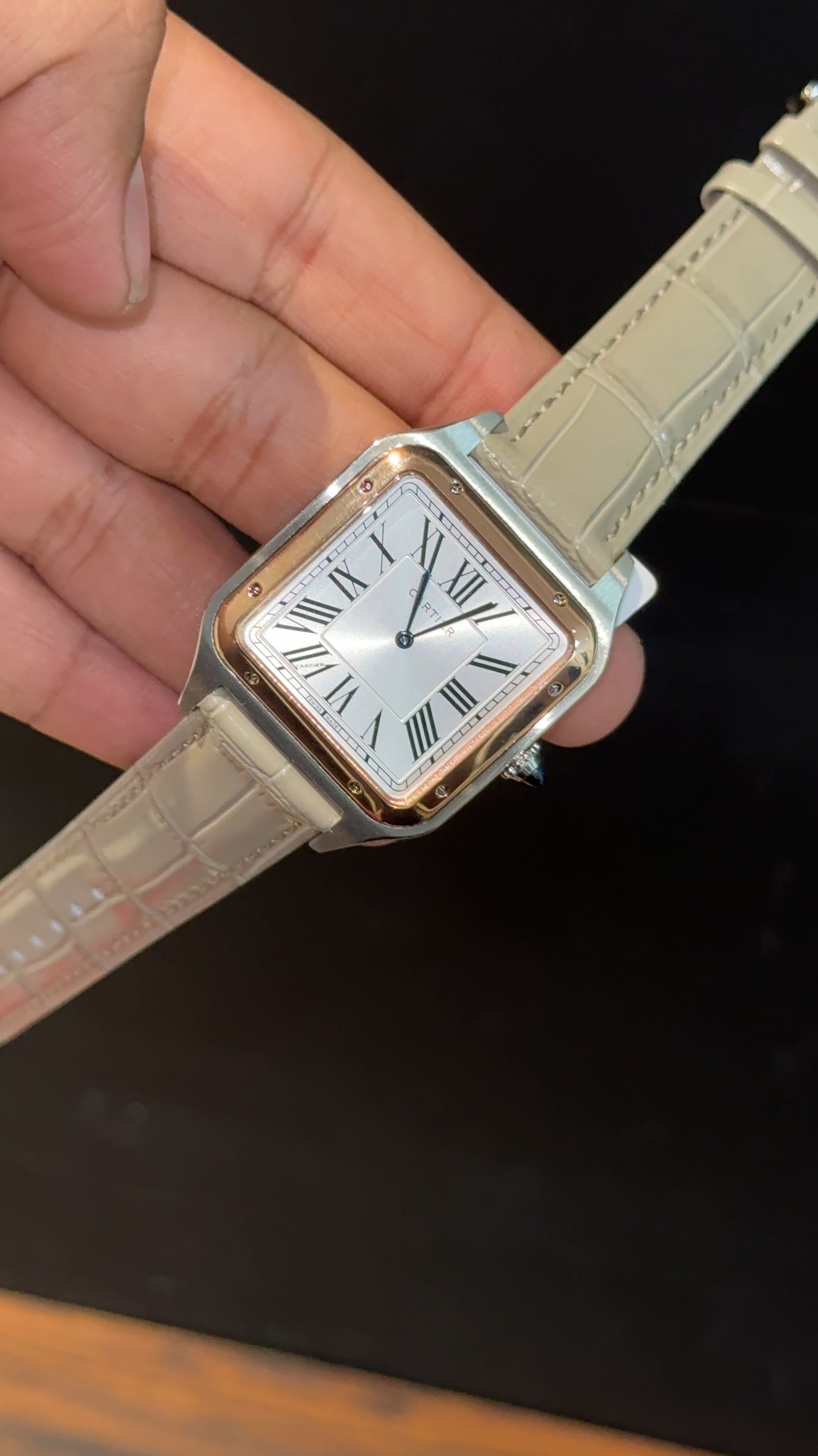 Cartier Dumont Lacquer | Rose Two Tone Case | Cream Leather Strap | White Dial - twentyfour