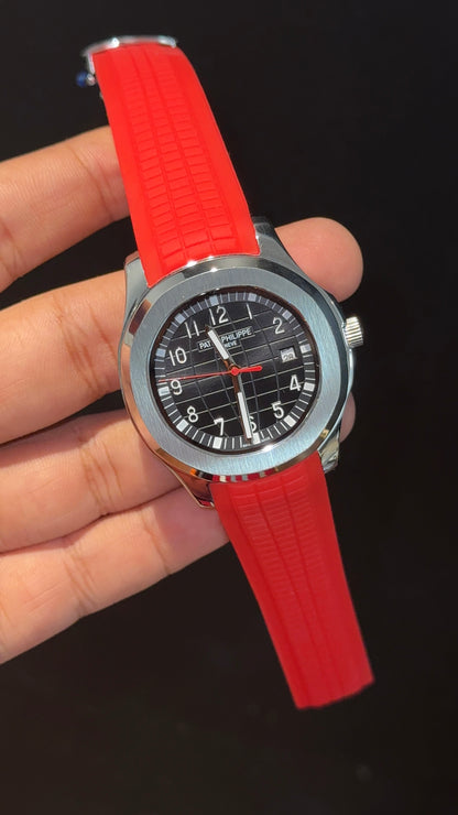 Pp Auto | Aquanaut | Red Strap Strap | Black Dial