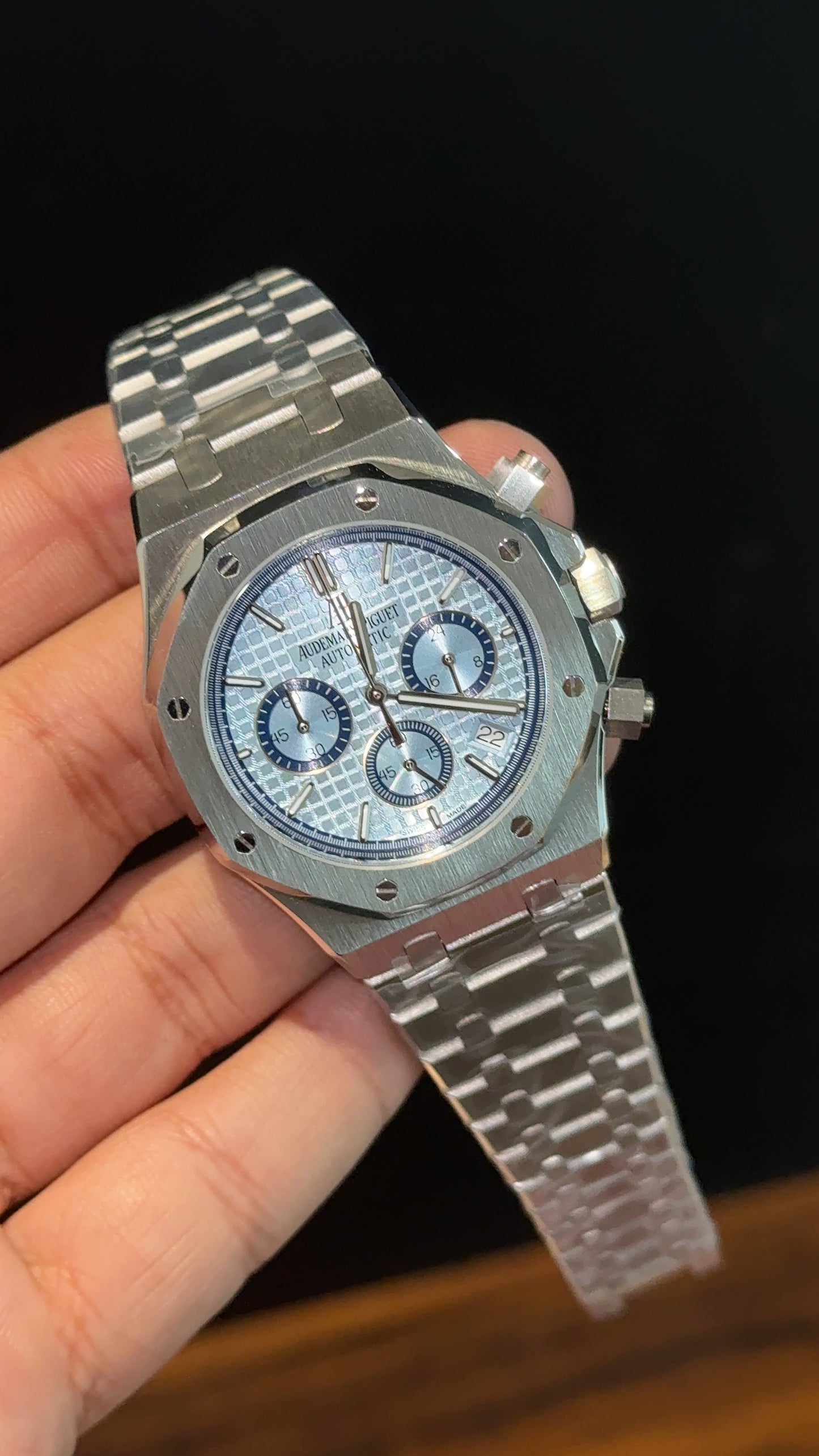 AP | Chrono | Silver Chain | Sky Blue Box Dial - twentyfour
