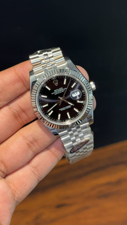 Premium Datejust | Silver Chain | Black Dial