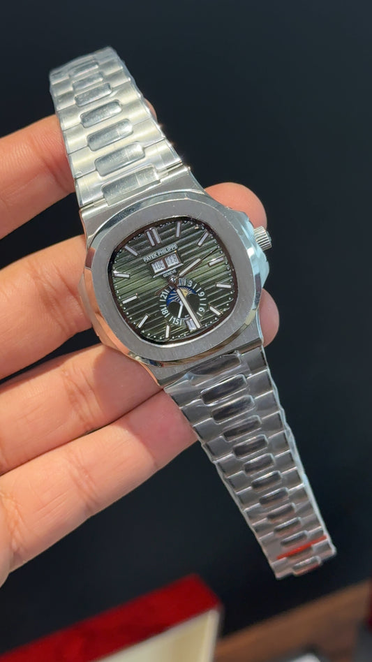 Pp Auto | Silver Chain | DayDate Edition | Moonphase | Green Dial - twentyfour