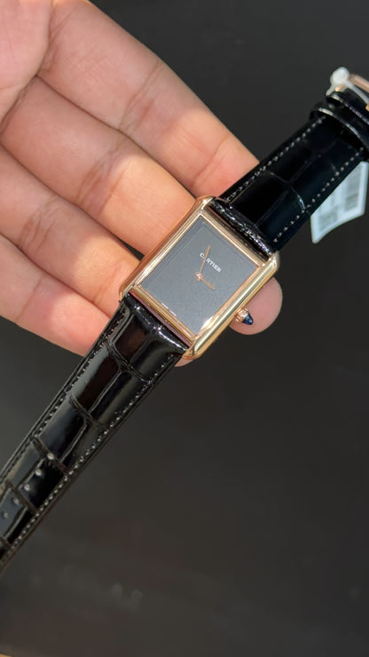Cartier Tank | Rose | 36mm | Black Leather Strap | Black Dial - twentyfour