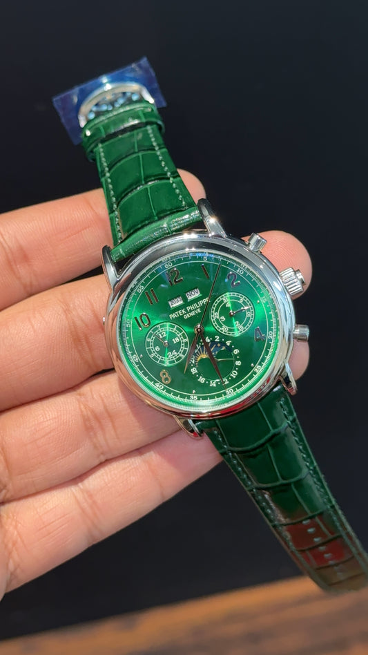 Patek Century | Auto | Silver Case | Green Dial | Green Leather Strap - twentyfour