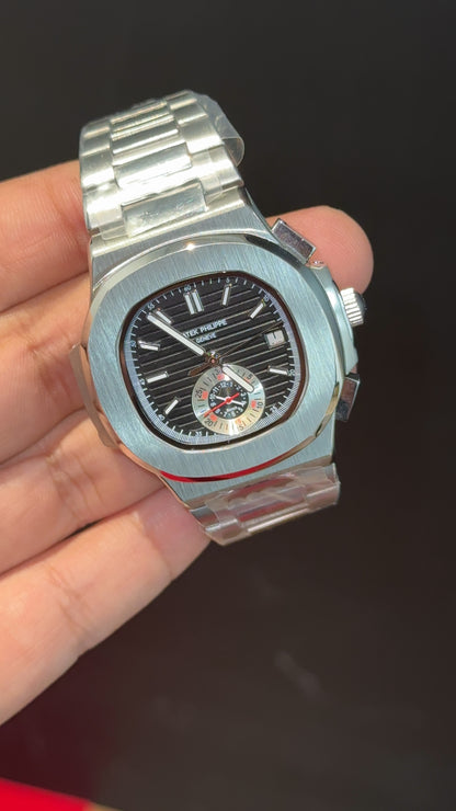 PP Auto | Single Time Edition | Silver Chain | Black Dial