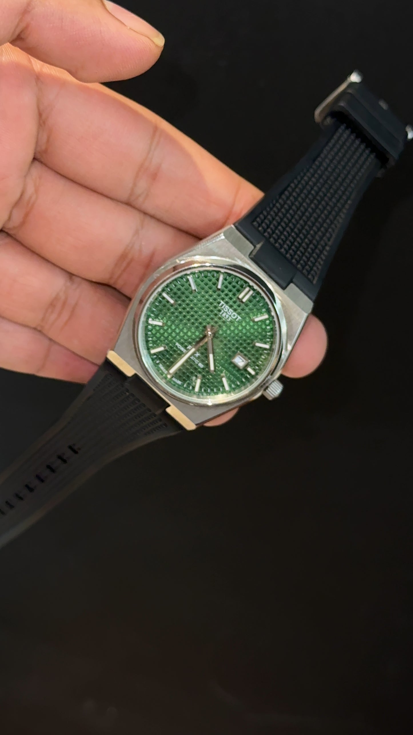 Tissot Prx | Quartz | Black Silicone Strap | Green Texture Dial