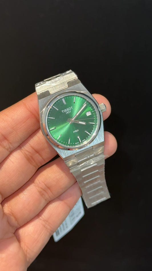 Tissot Prx | Quartz | Silver Chain | 35mm | Green Plain Dial - twentyfour