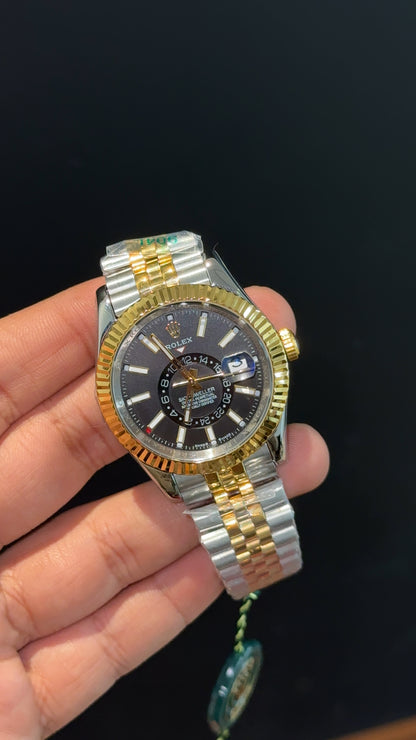 Sky Dweller | Gold Two Tone Jubilee | Black Dial