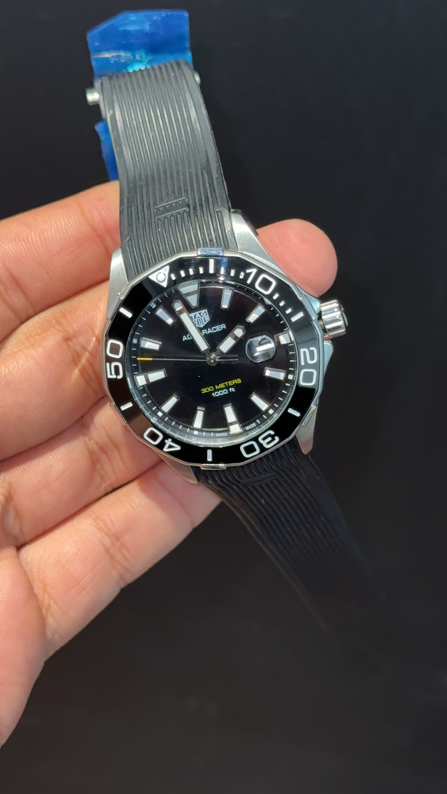 Tag Aquaracer | Black Silicone Strap | Black Bezel | Black Dial