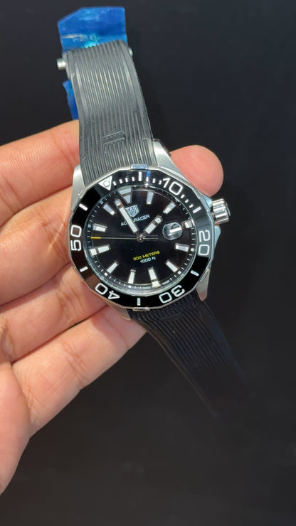 Tag Aquaracer | Black Silicone Strap | Black Bezel | Black Dial