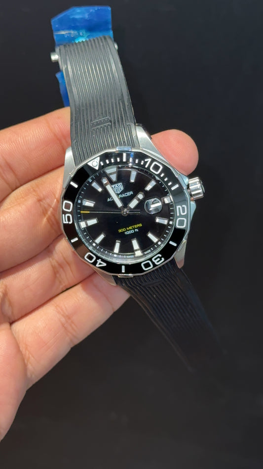 Tag Aquaracer | Black Silicone Strap | Black Bezel | Black Dial
