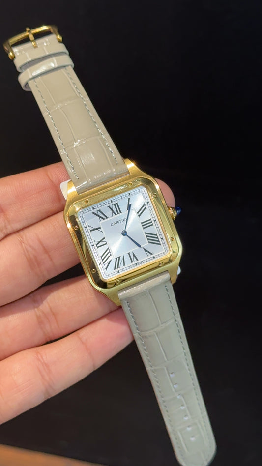 Cartier Dumont Lacquer | Gold Case | Cream Leather Strap | White Dial - twentyfour