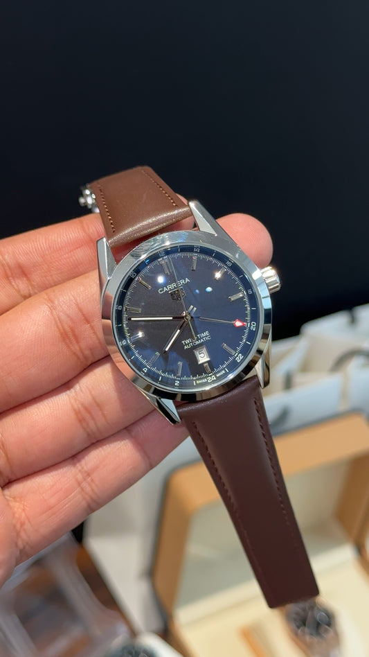 Tag Carrera | Brown Leather Strap | Black Dial