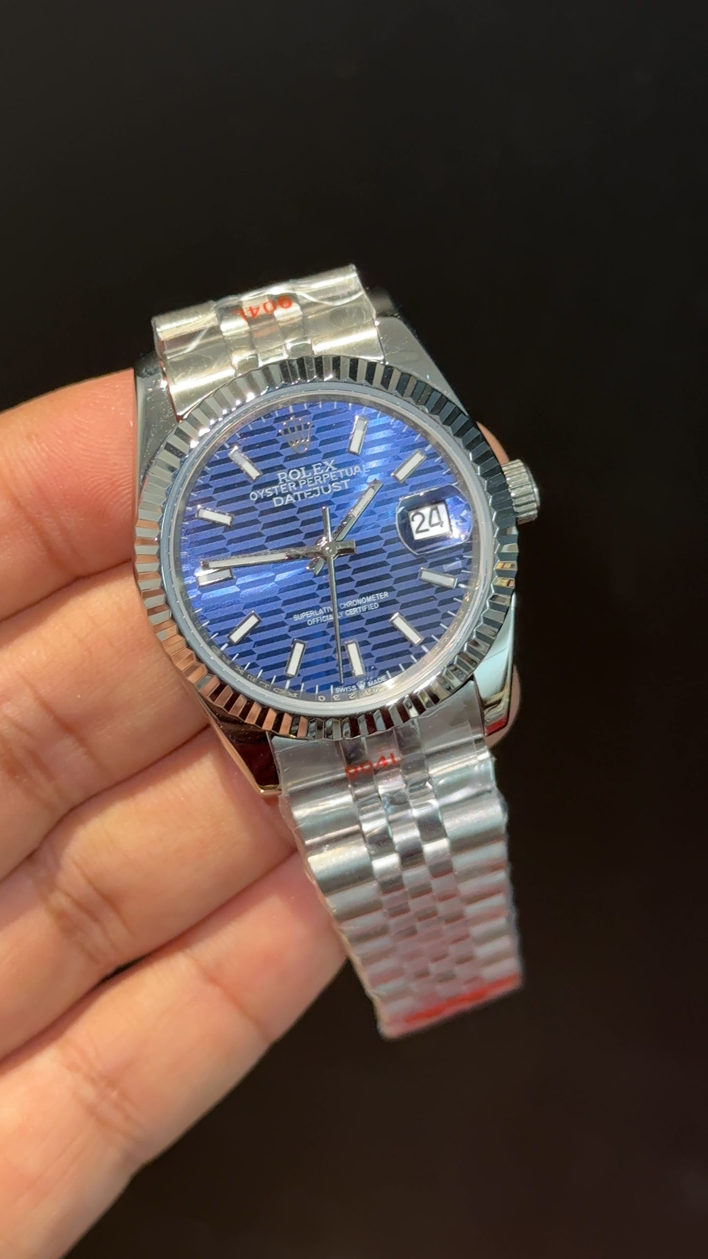 Datejusy | 36mm | Silver Chain | Blue Scetch Dial
