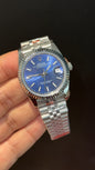 Datejusy | 36mm | Silver Chain | Blue Scetch Dial