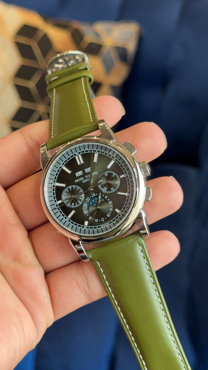 Patek Century Silver | Green Dial | Green Strap