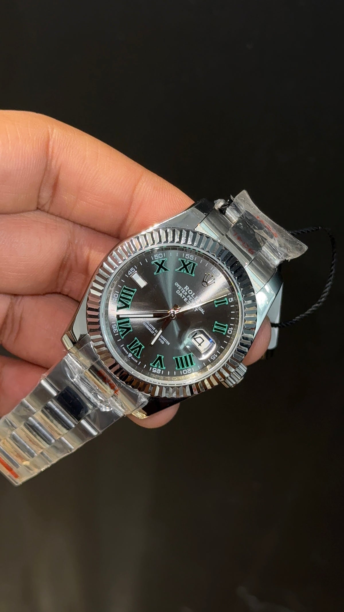 Datejust | Silver Oyester Chain | Dark Grey Wimbeldon Dial