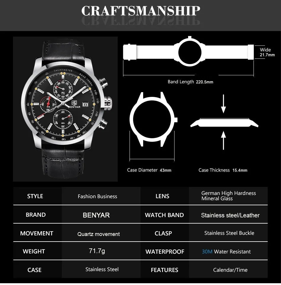 BENYAR BY-5102L SB | Corporate Chronograph Edition