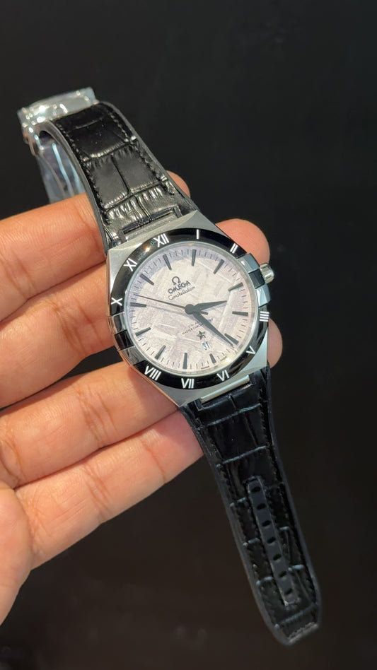 Omega Constellation | Silver Case | Black Strap | White Textured Dial - twentyfour