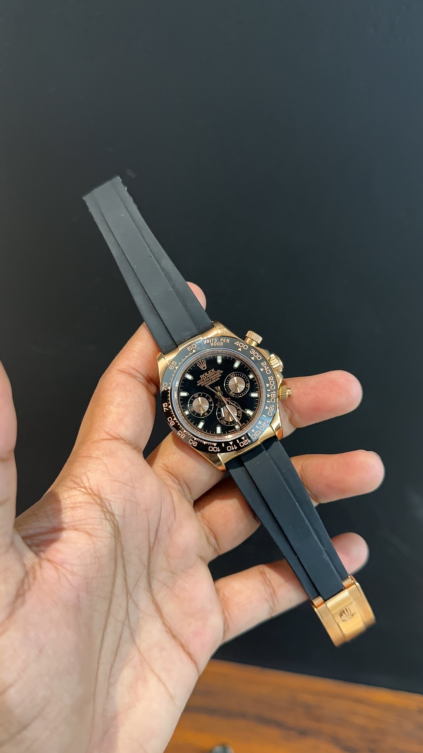 Daytona | Rose | Pvc Strap | Rose Chrono | Black Dial