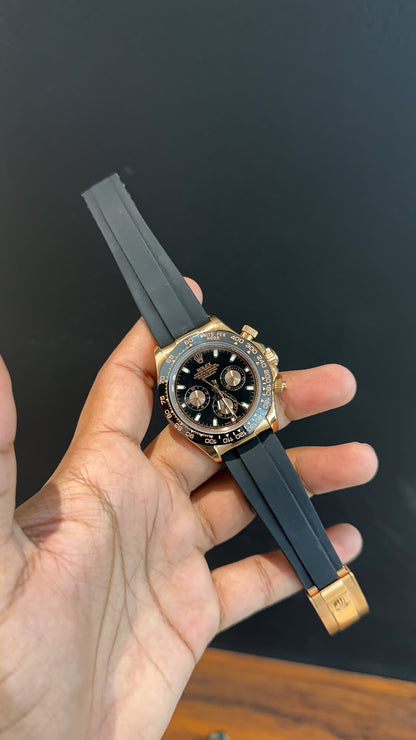 Daytona | Rose | Pvc Strap | Rose Chrono | Black Dial