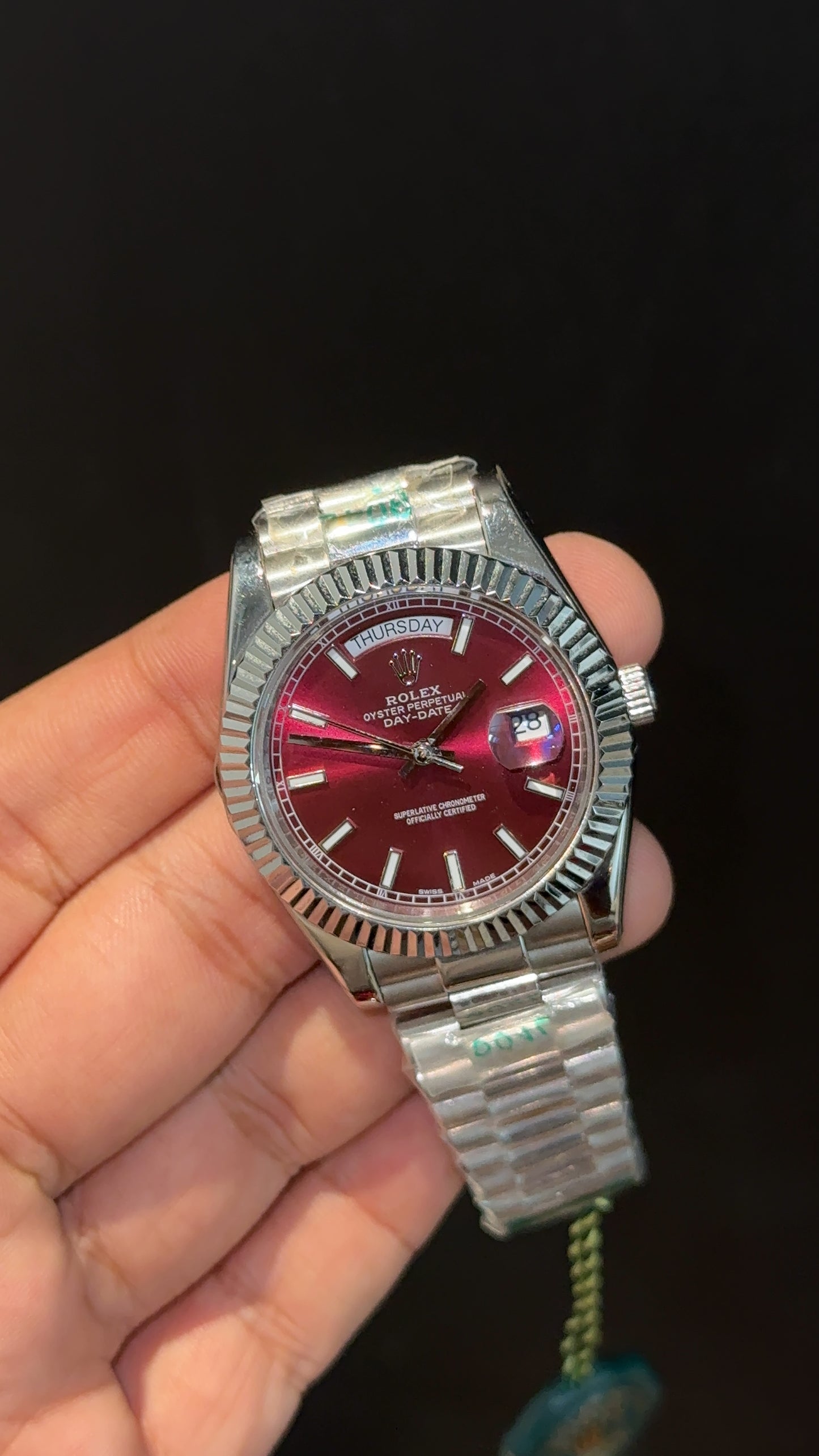 DayDate | Silver Chain| Pearl Digit | Mehron Dial
