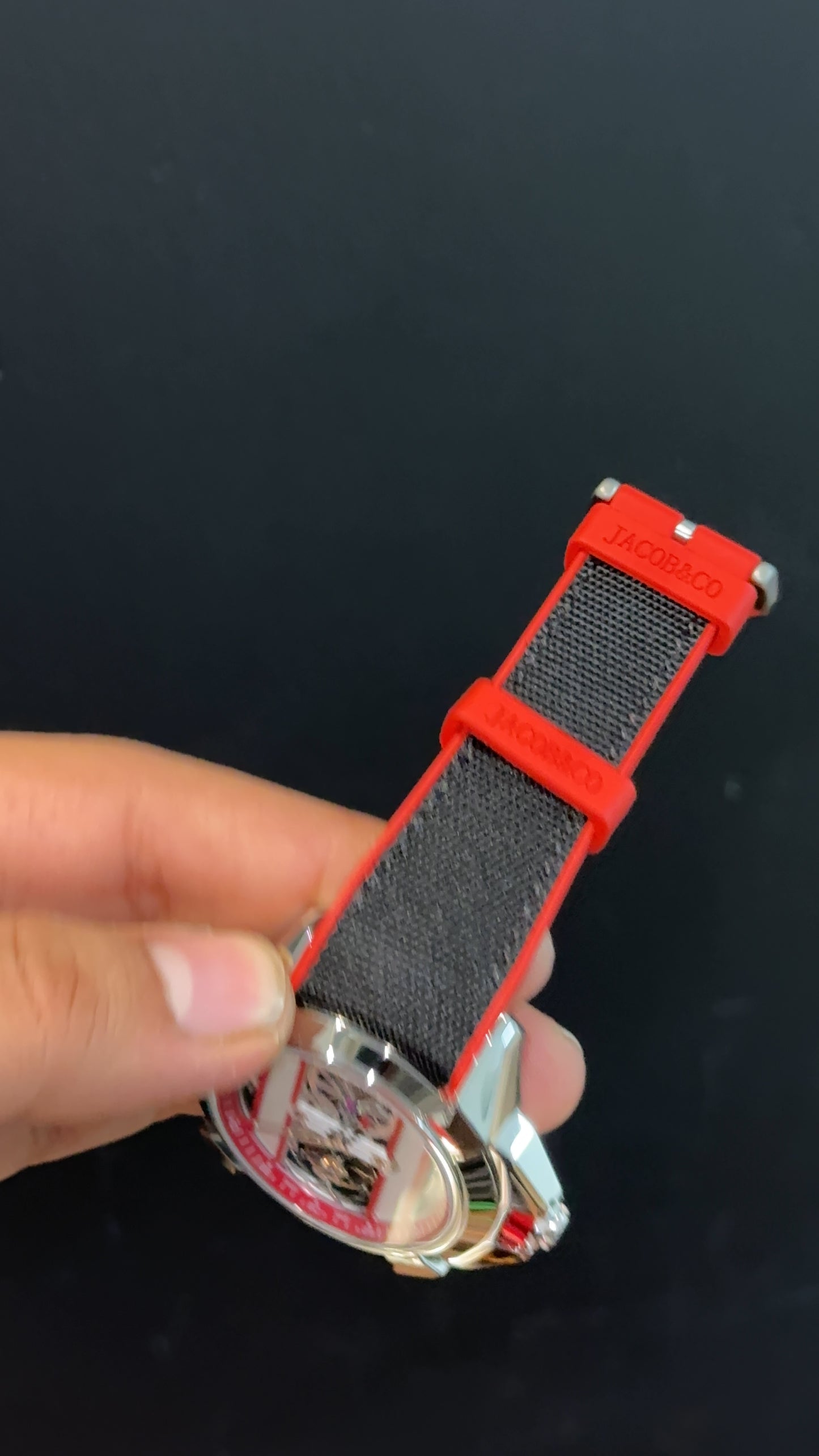 Jacob And Co | Silver Case | CR7 Edition | Red Black Strap | X Pendulum Machine | Red Dial