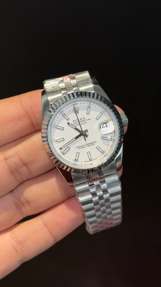 Datejusy | 36mm | Silver Chain | White Dial