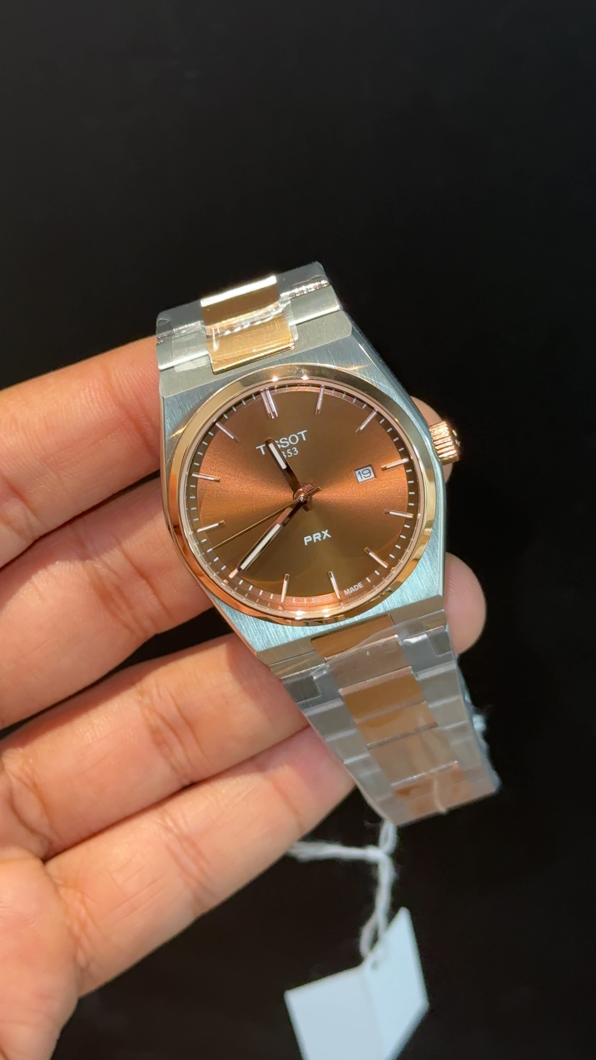 Tissot Prx | Quartz | Rose Two Tone | Coffe Brown Plain Dial - twentyfour