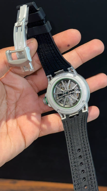 Premium Roger Dubuis | Silver | RD630 | Excalibur Spider | Grey Strap | Pendulum | X Grey Dial