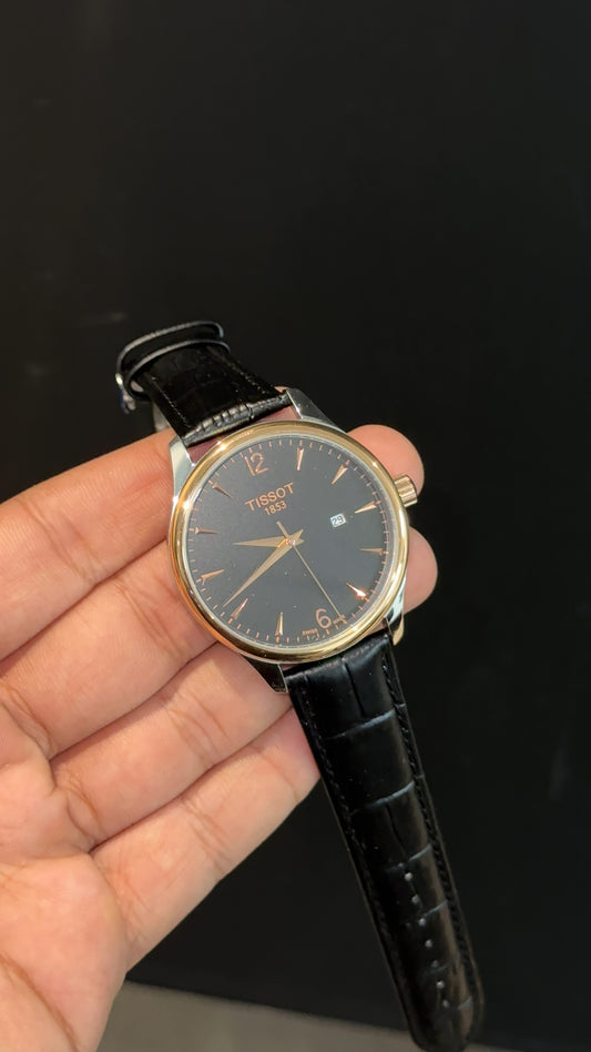 Tissot Rose | Black Leather Strap | Black Rose Black Dial