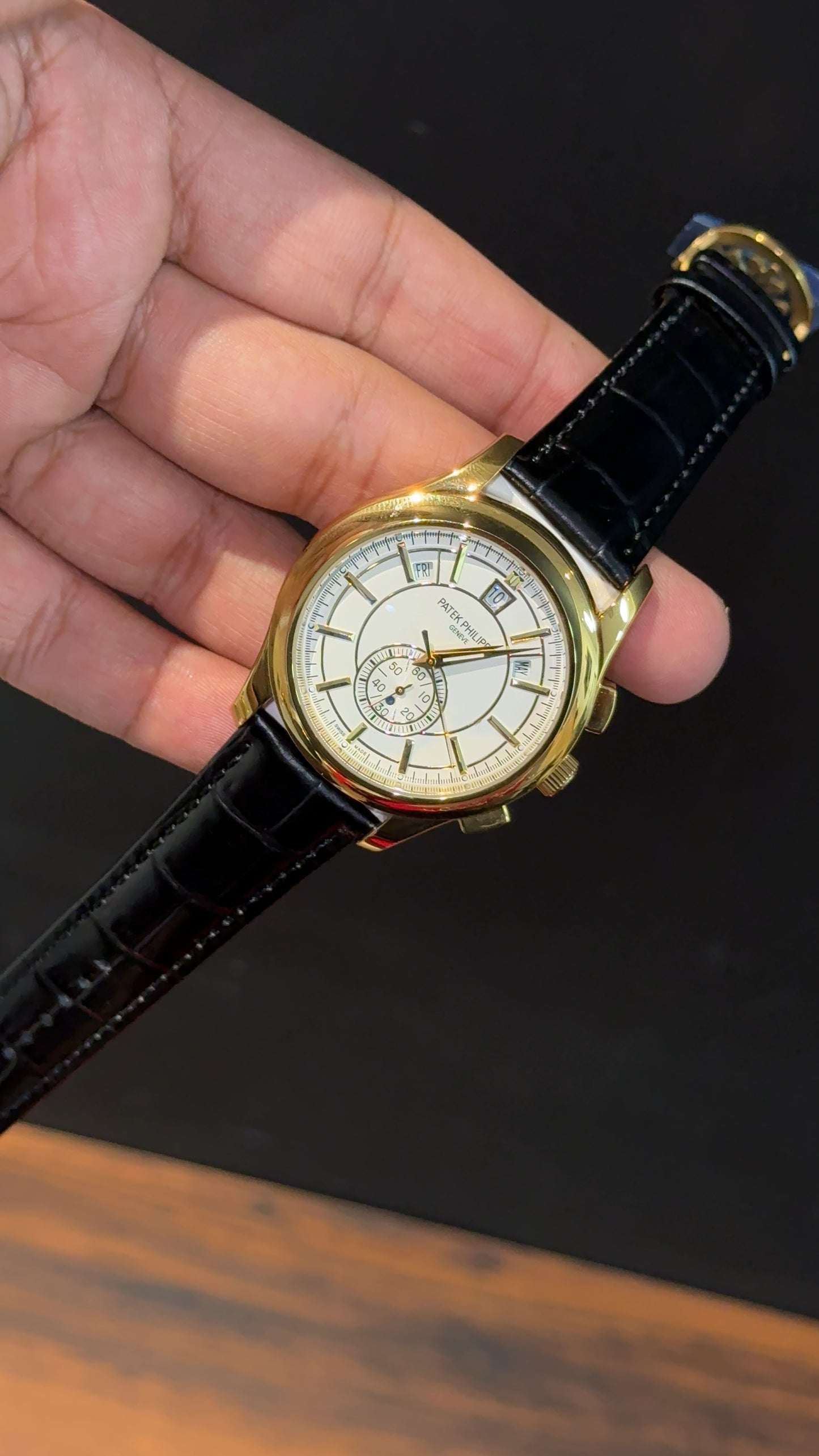 Pp Auto | Annual Calendar Edition | Gold | Black Strap | White Dial - twentyfour