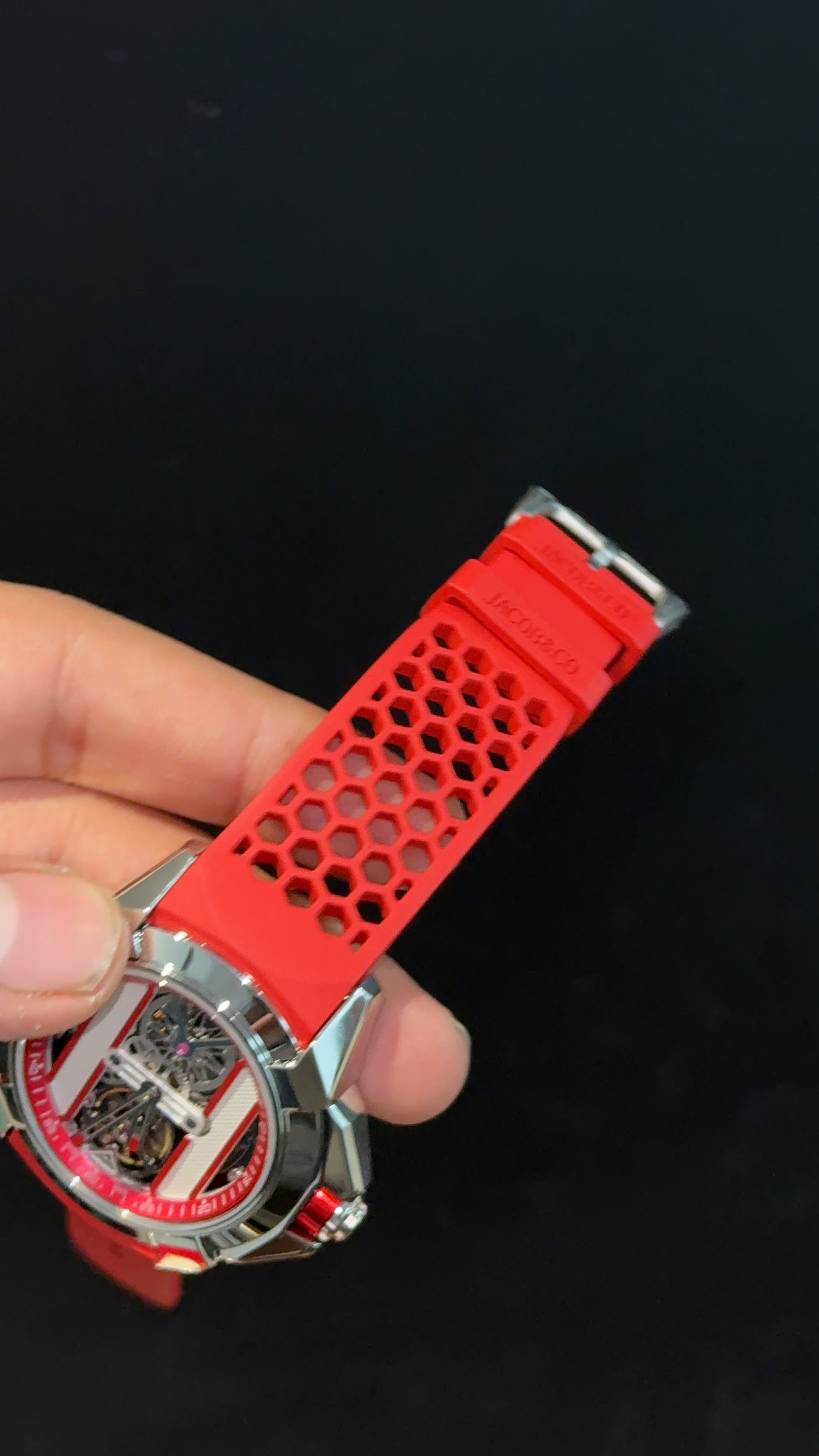 Jacob And Co | Silver Case | CR7 Edition | Red Strap | X Pendulum Machine | Red Dial