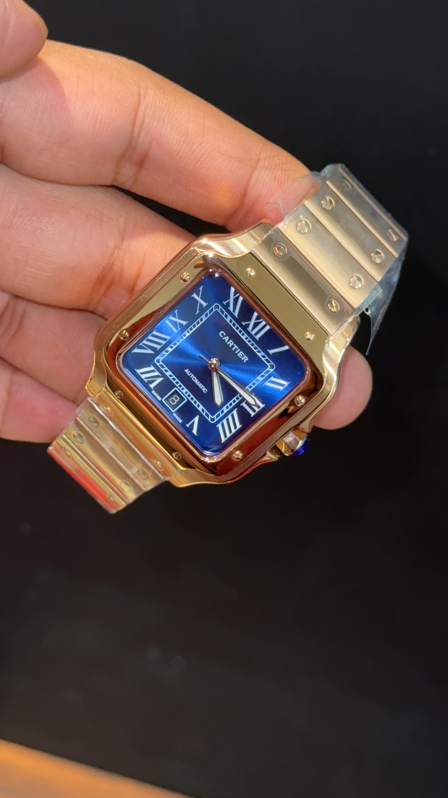 Santos | Rose Chain | Blue Dial