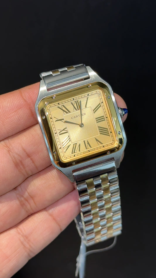Santos De Cartier | Slim Edition | Gold Two Tone | Gold Dial