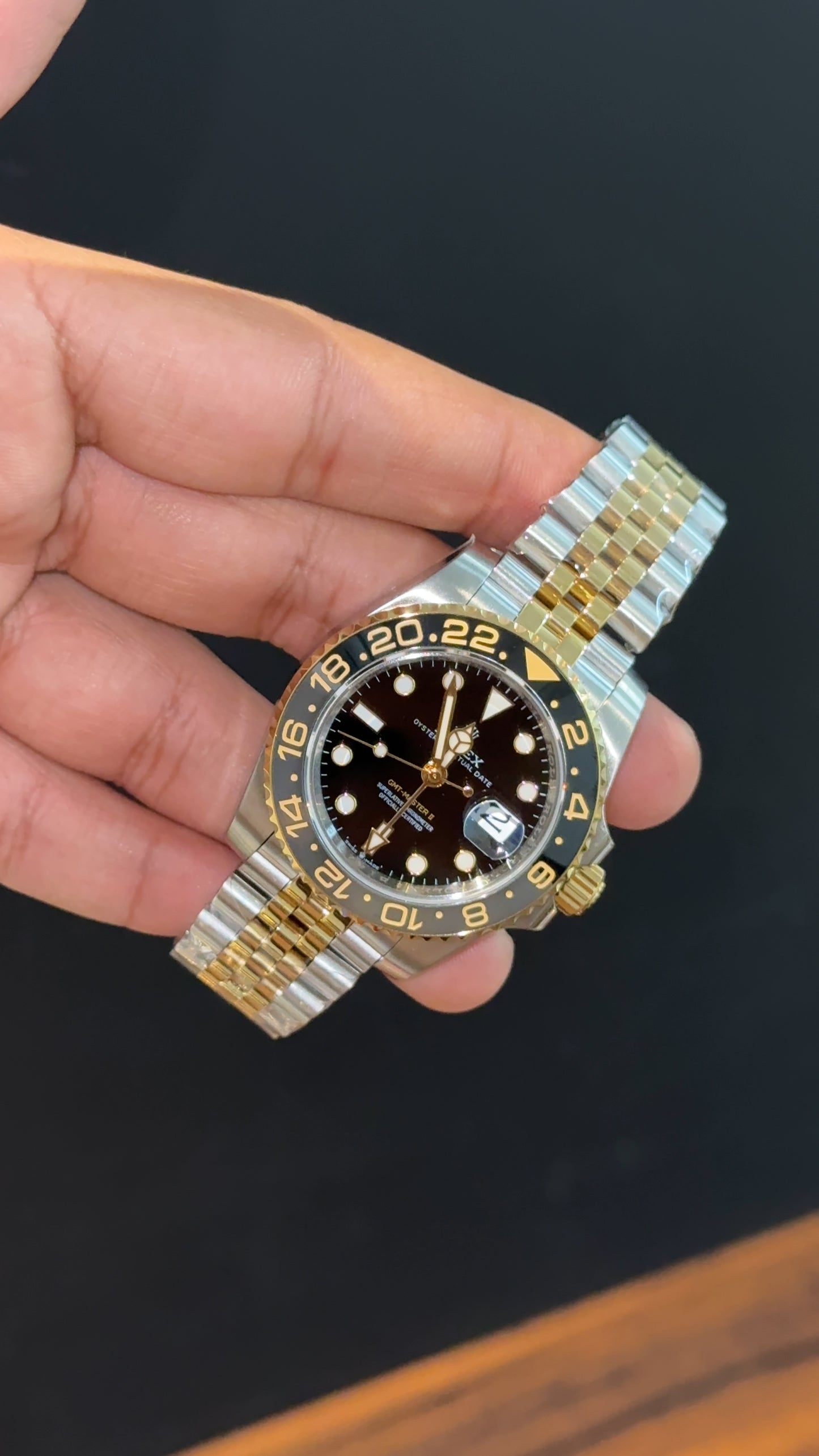 Premium GMT Master 2 | Gold Two Tone | Black Dial