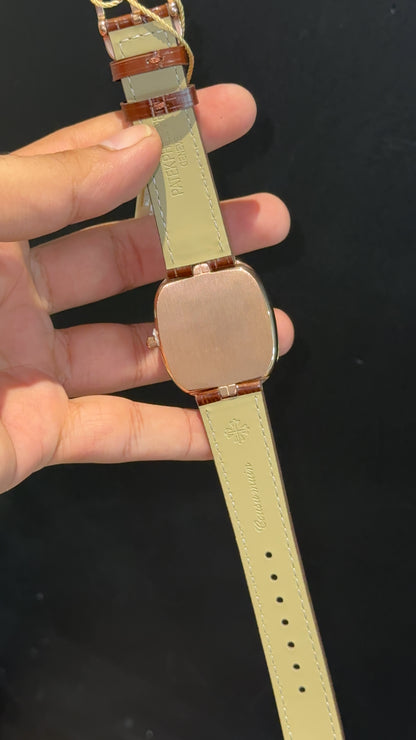 Pp Ellipse | Rose Case | Brown Leather Strap | Brown Ebony Dial