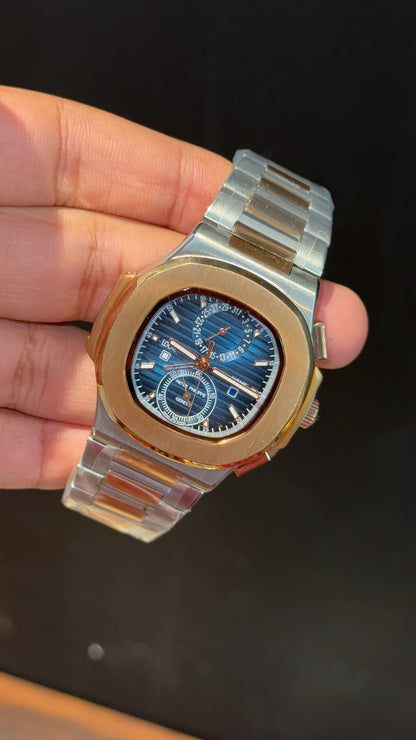 PP Auto | Rose Two Tone | Dual Time Edition | Blue Dial