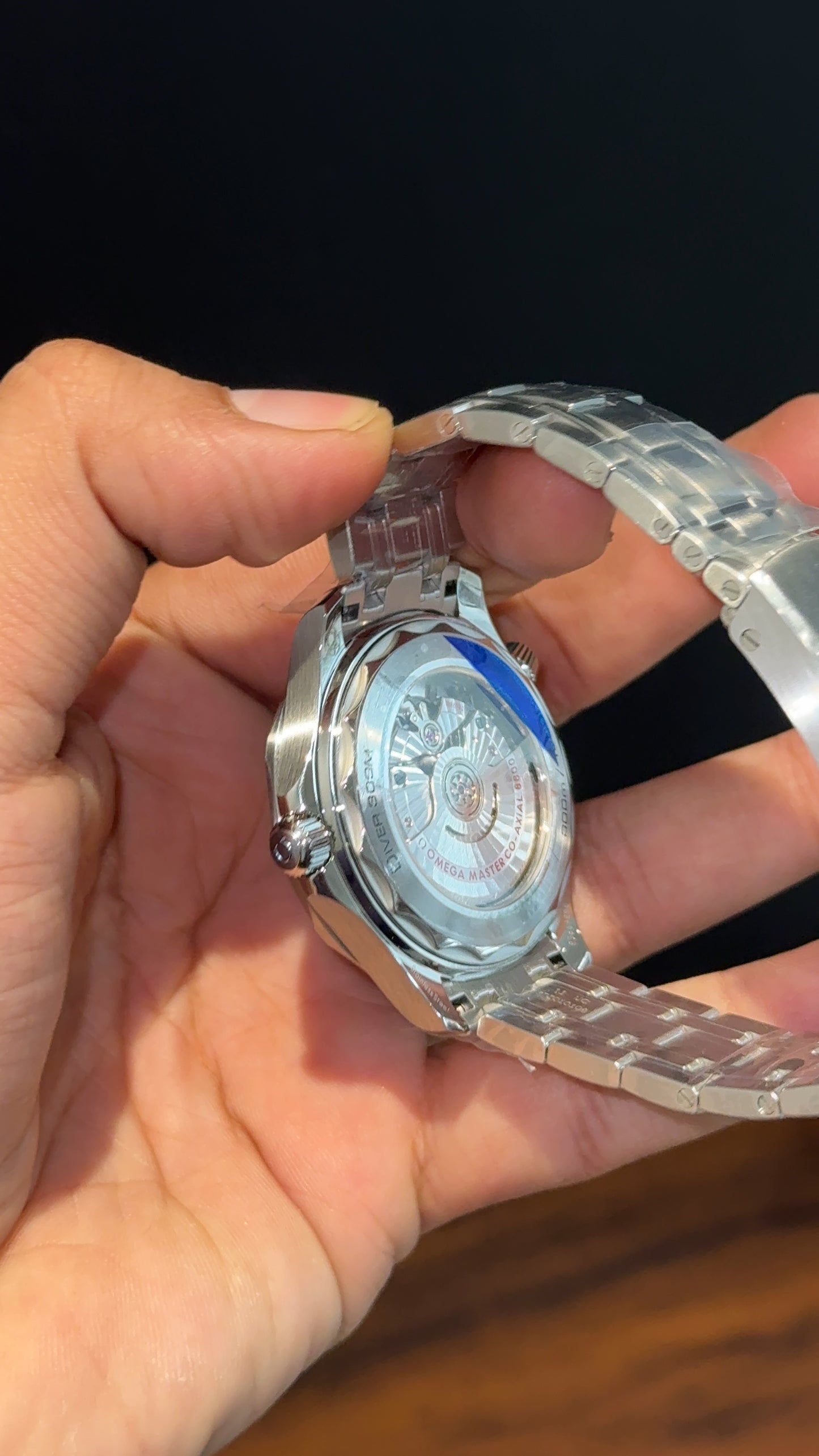 Executive Omega Seamaster | Silver Chain | Black Bezel | Black Dial